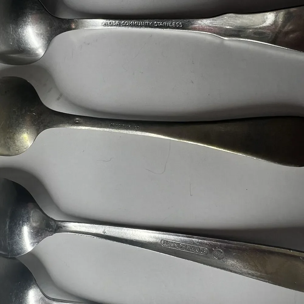 Vtg Stainless Silverplate Spoon Lot 10pc Oneida Wm Rogers Victor Royal Saxony